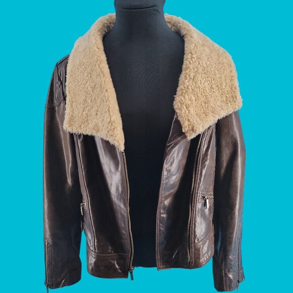 ✨ Laundry by Shelli Segal Leather & Faux Shearling Aviator Jacket – Size M ✨ - Picture 5 of 15